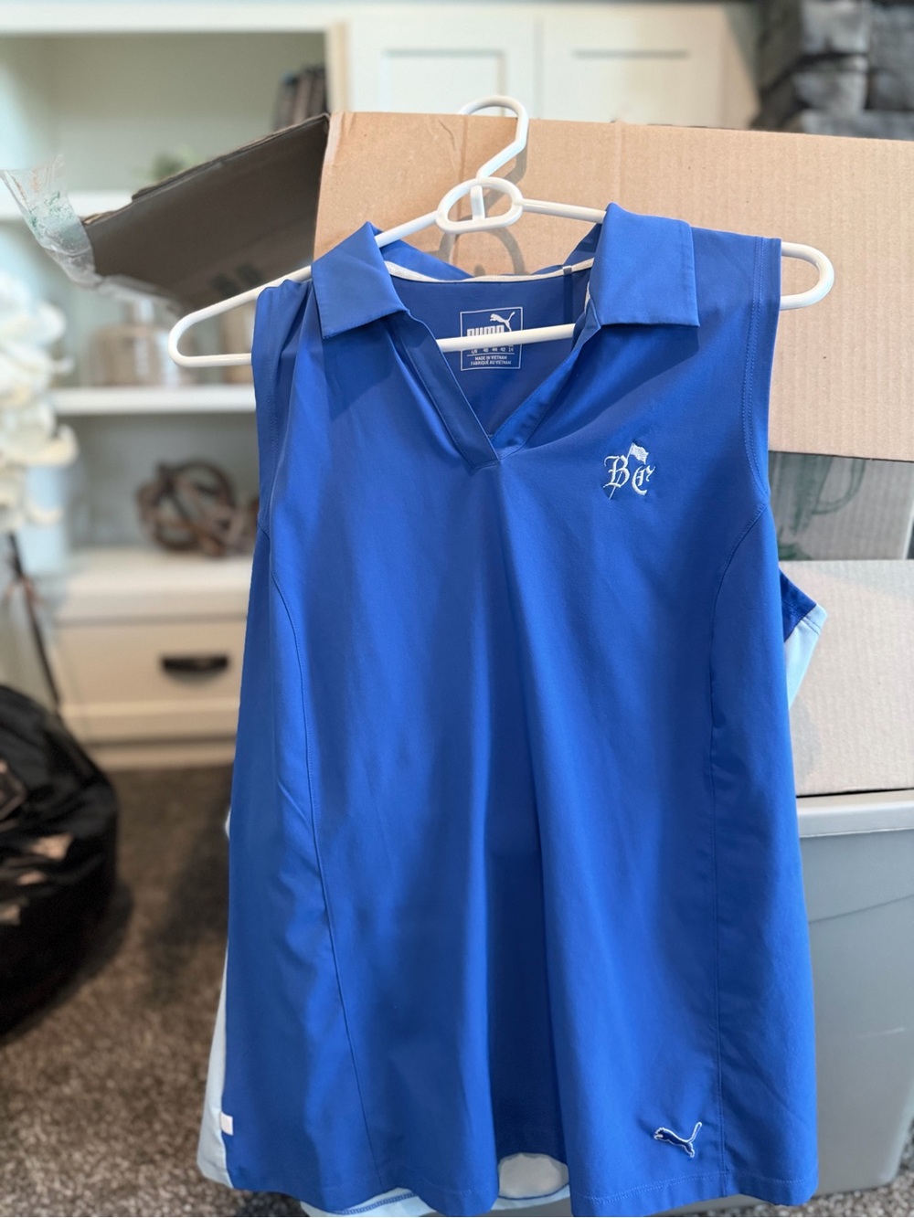 Puma Womens Blue Sleeveless Polo Tank Top